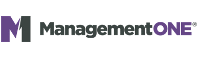 ManagementONE logo, featuring a stylized "M" in purple and gray. Represents property management solutions and services offered by the company.